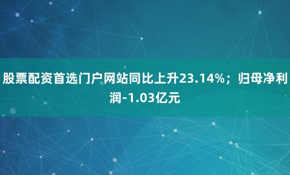 股票配资首选门户网站同比上升23.14%；归母净利润-1.03亿元